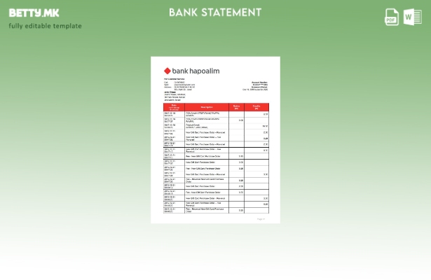 модерен стил Шаблон за зборови за извод од банка на Израел Банка Хапоалим